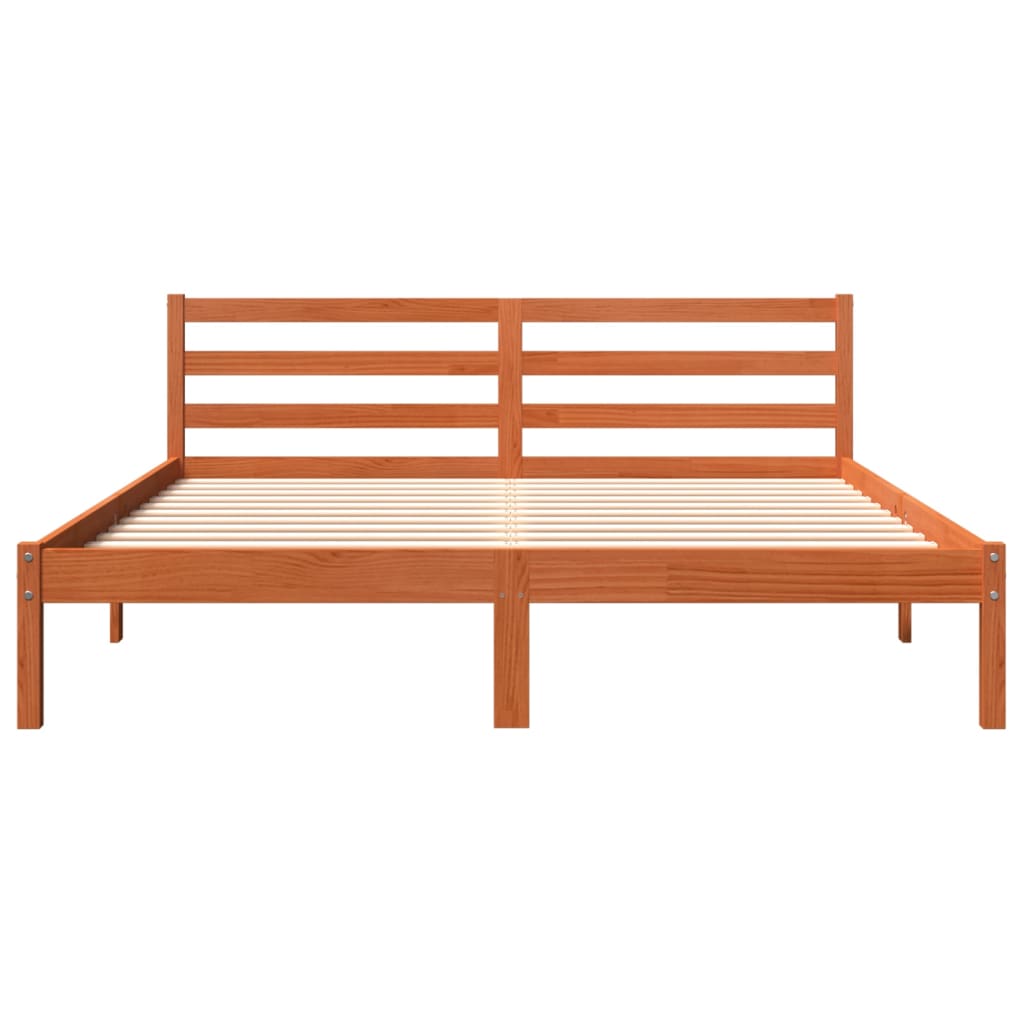 Bedframe zonder matras massief grenenhout wasbruin 200x200 cm is nu te koop bij PeponiXL, paradijselijk wonen!