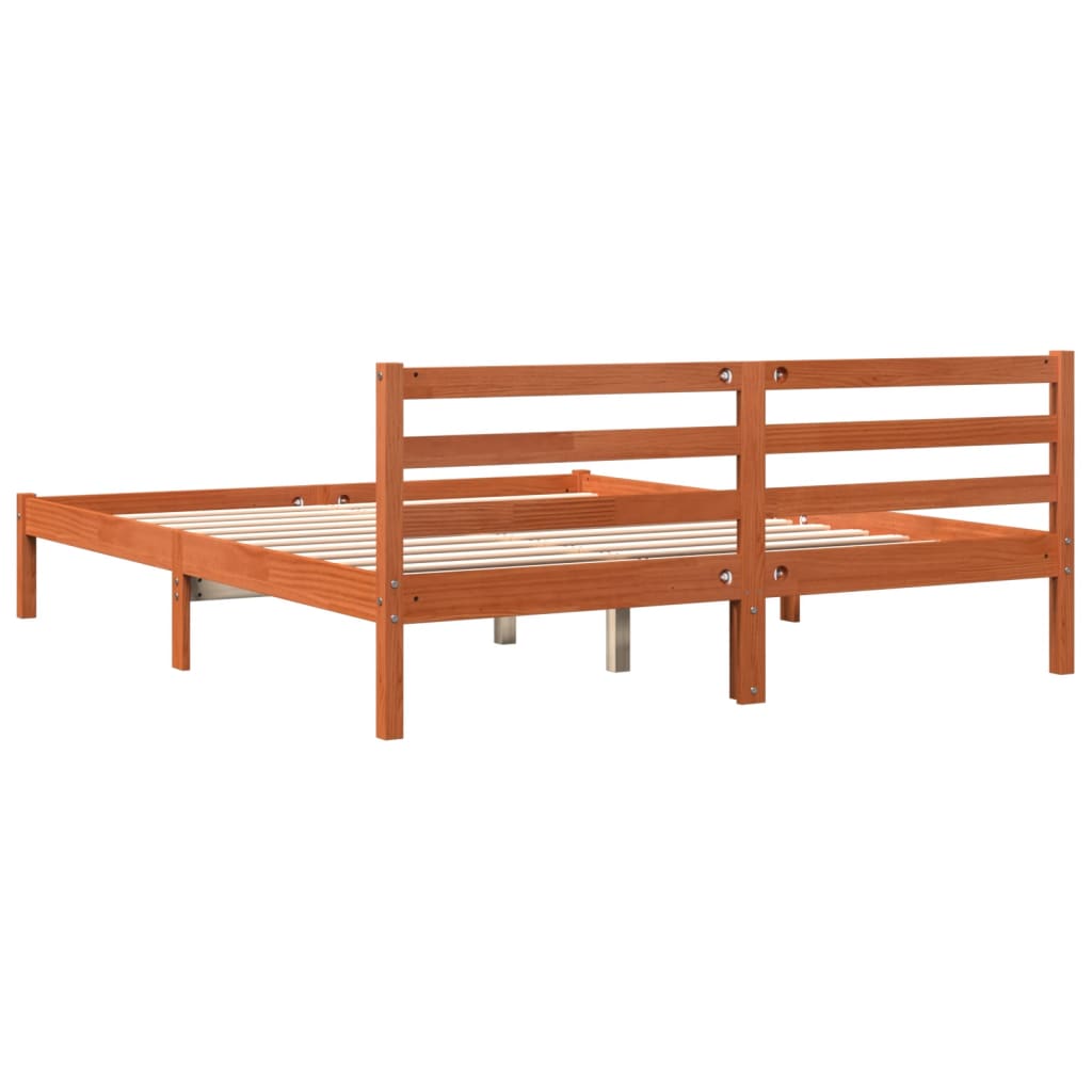 Bedframe zonder matras massief grenenhout wasbruin 200x200 cm is nu te koop bij PeponiXL, paradijselijk wonen!