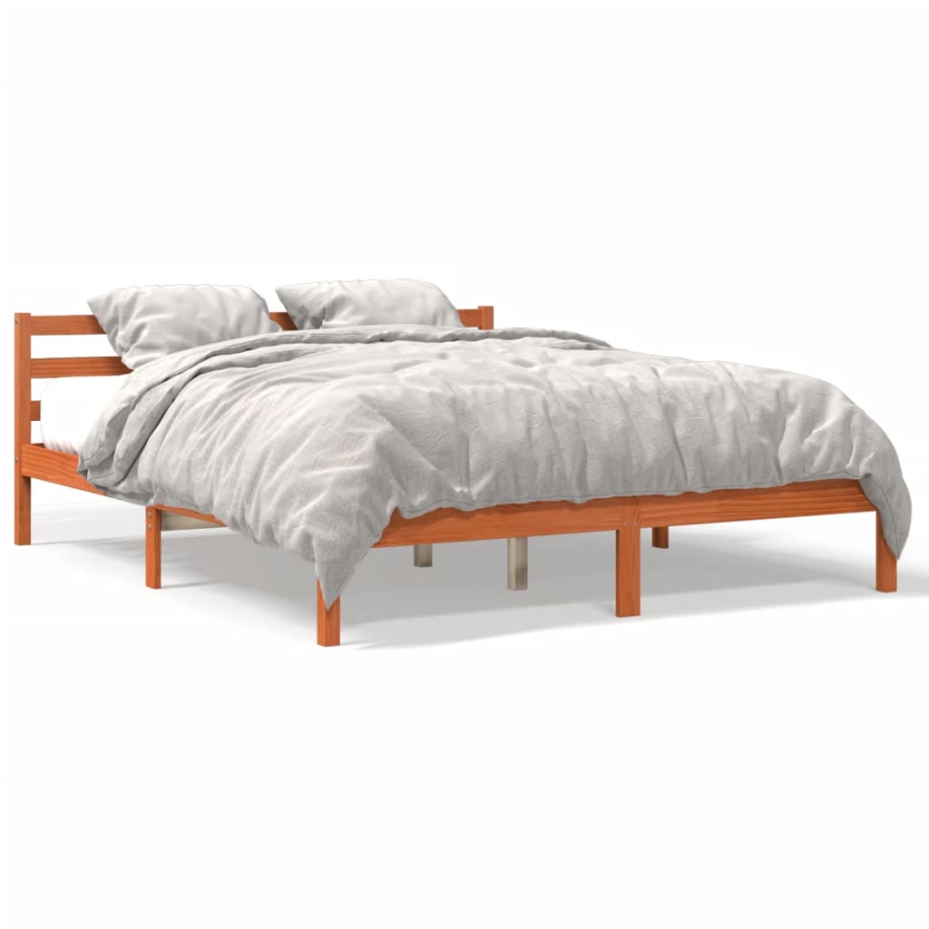 Bedframe zonder matras massief grenenhout wasbruin 200x200 cm is nu te koop bij PeponiXL, paradijselijk wonen!