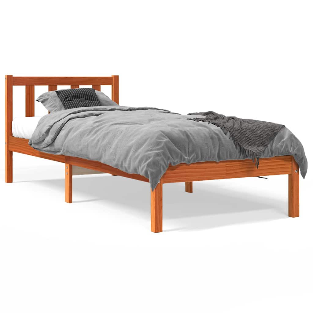 Bedframe zonder matras massief grenenhout wasbruin 100x200 cm is nu te koop bij PeponiXL, paradijselijk wonen!