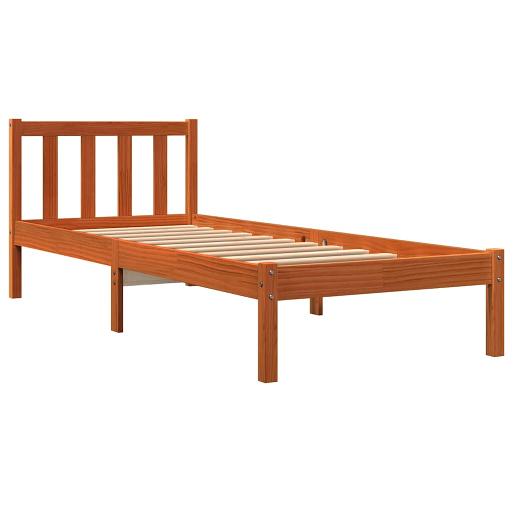 Bedframe zonder matras massief grenenhout wasbruin 100x200 cm is nu te koop bij PeponiXL, paradijselijk wonen!
