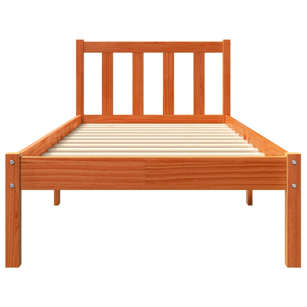 Bedframe zonder matras massief grenenhout wasbruin 100x200 cm is nu te koop bij PeponiXL, paradijselijk wonen!