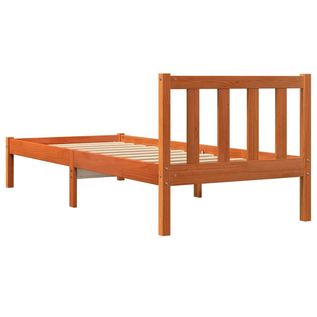 Bedframe zonder matras massief grenenhout wasbruin 100x200 cm is nu te koop bij PeponiXL, paradijselijk wonen!