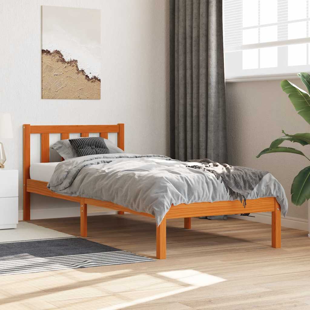 Bedframe zonder matras massief grenenhout wasbruin 100x200 cm is nu te koop bij PeponiXL, paradijselijk wonen!