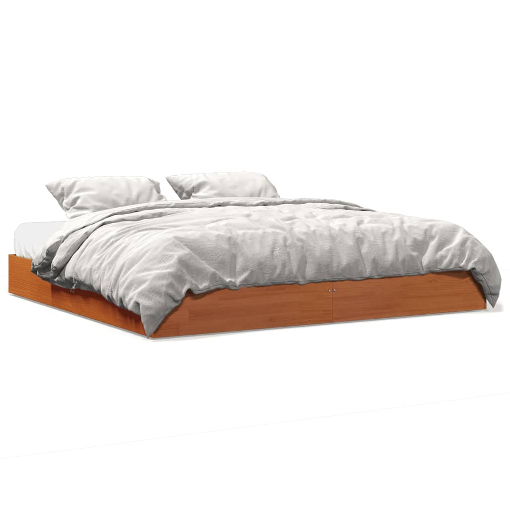 Bedframe zonder matras massief grenenhout wasbruin 180x200 cm is nu te koop bij PeponiXL, paradijselijk wonen!