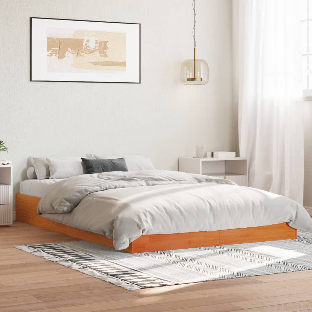 Bedframe zonder matras massief grenenhout wasbruin 160x200 cm is nu te koop bij PeponiXL, paradijselijk wonen!