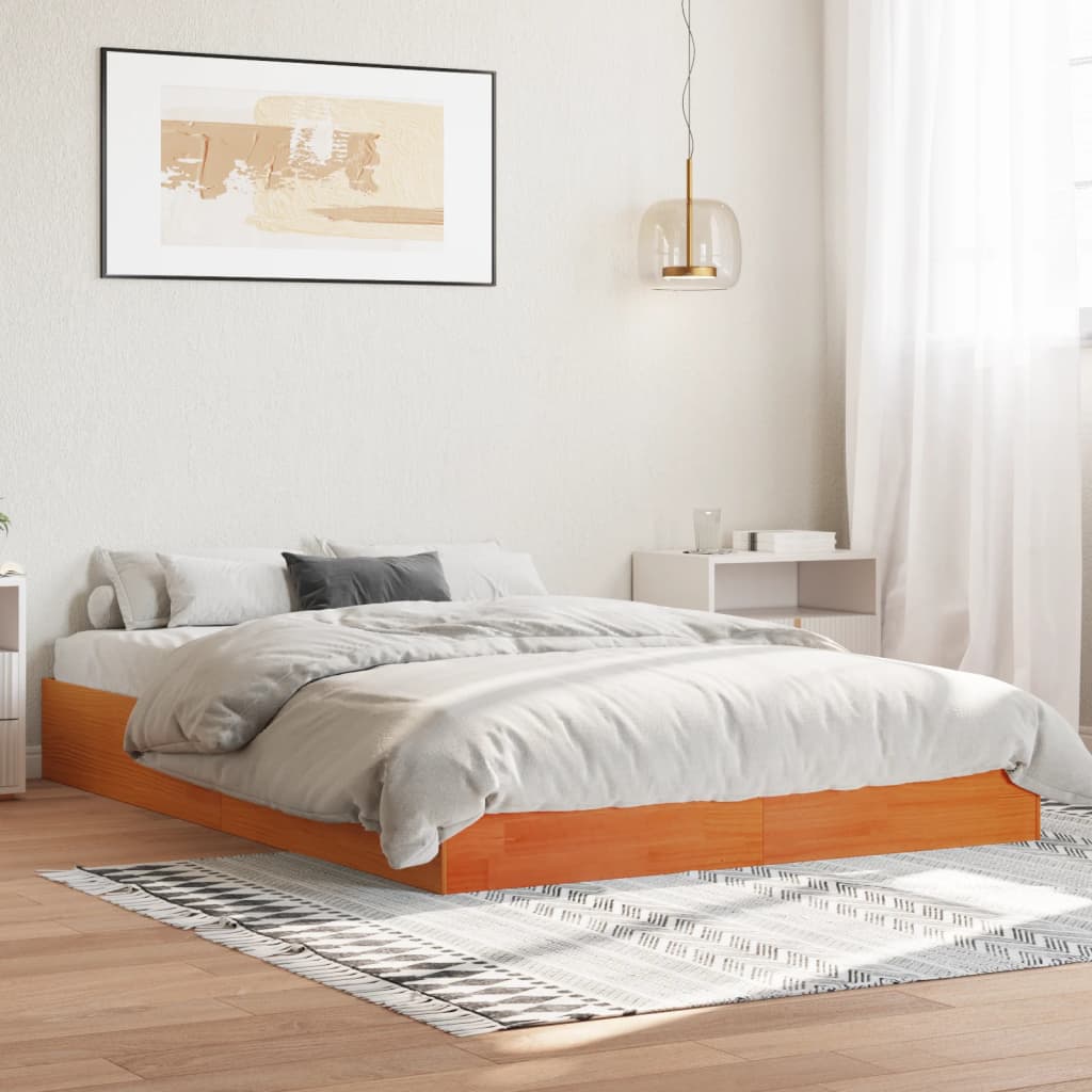 Bedframe zonder matras massief grenenhout wasbruin 120x200 cm is nu te koop bij PeponiXL, paradijselijk wonen!