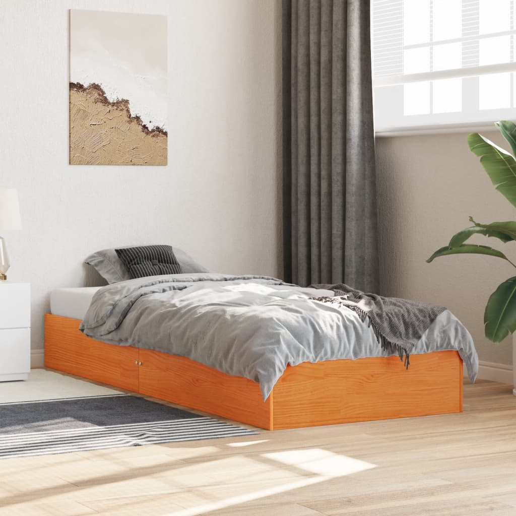 Bedframe zonder matras massief grenenhout wasbruin 75x190 cm is nu te koop bij PeponiXL, paradijselijk wonen!