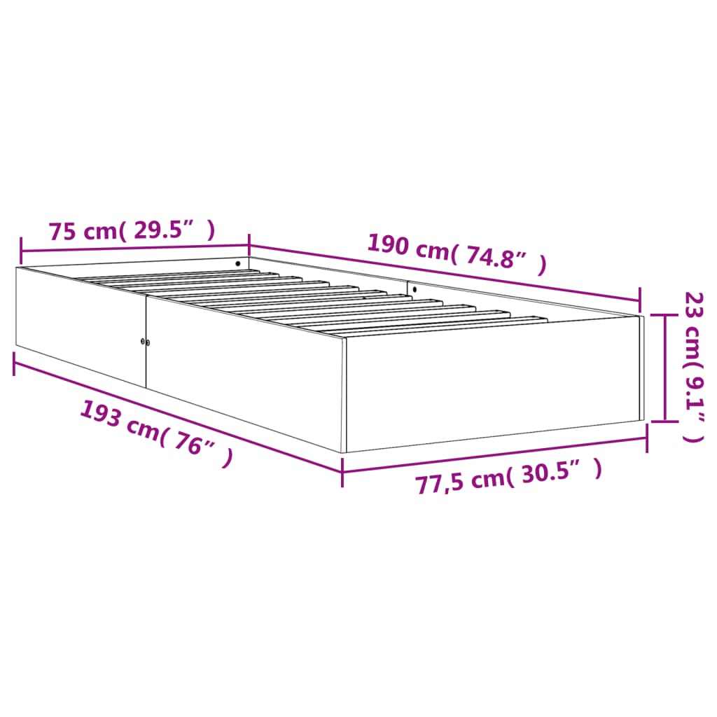 Bedframe zonder matras massief grenenhout wasbruin 75x190 cm is nu te koop bij PeponiXL, paradijselijk wonen!