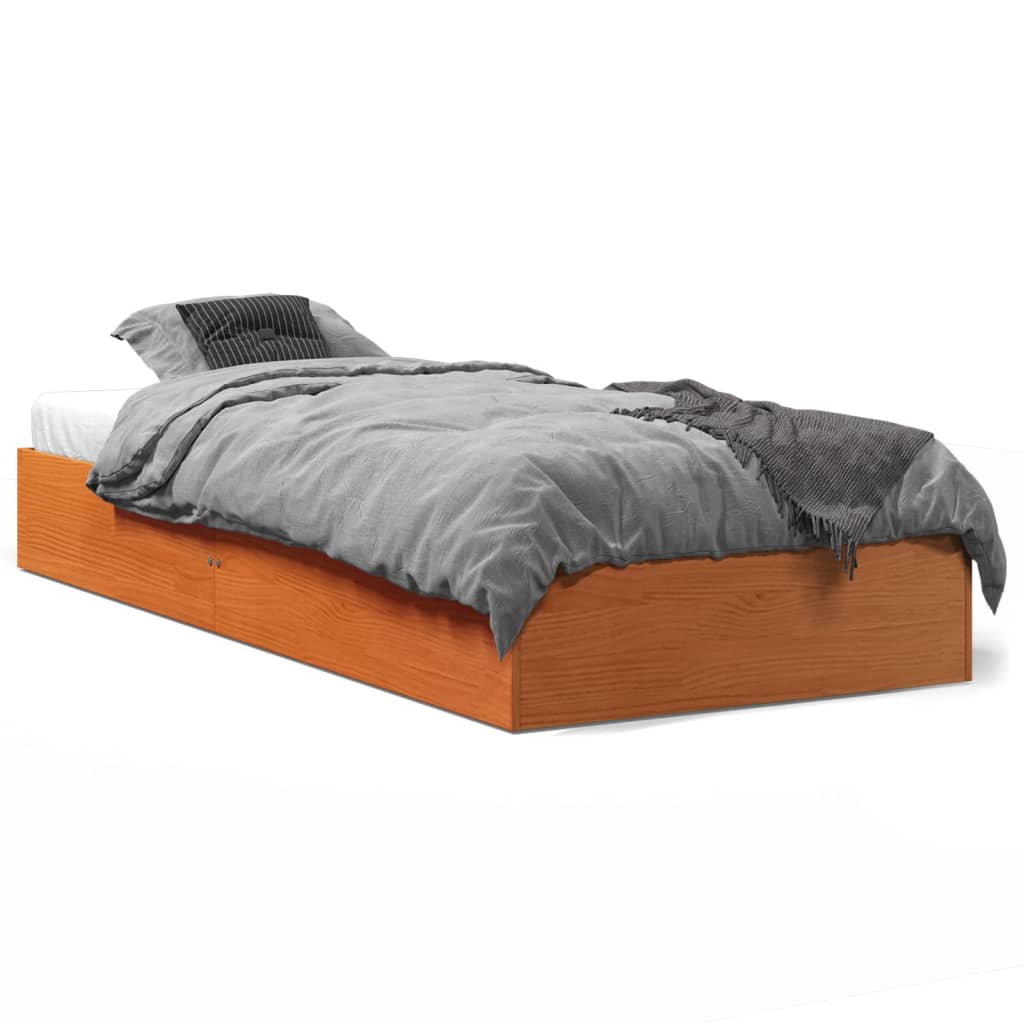 Bedframe zonder matras massief grenenhout wasbruin 75x190 cm is nu te koop bij PeponiXL, paradijselijk wonen!