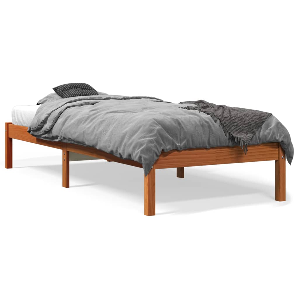Bedframe zonder matras massief grenenhout wasbruin 75x190 cm is nu te koop bij PeponiXL, paradijselijk wonen!