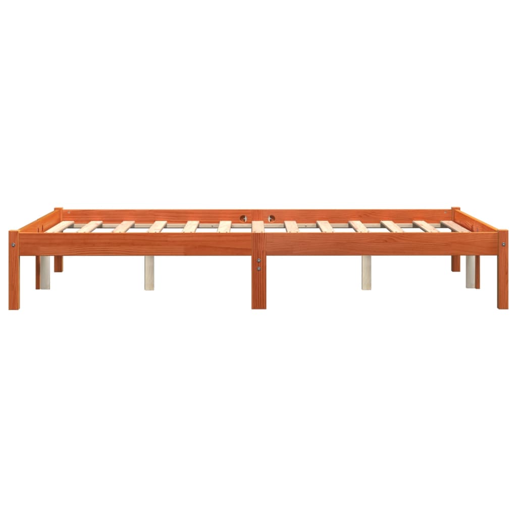 Bedframe zonder matras massief grenenhout wasbruin 135x190 cm is nu te koop bij PeponiXL, paradijselijk wonen!