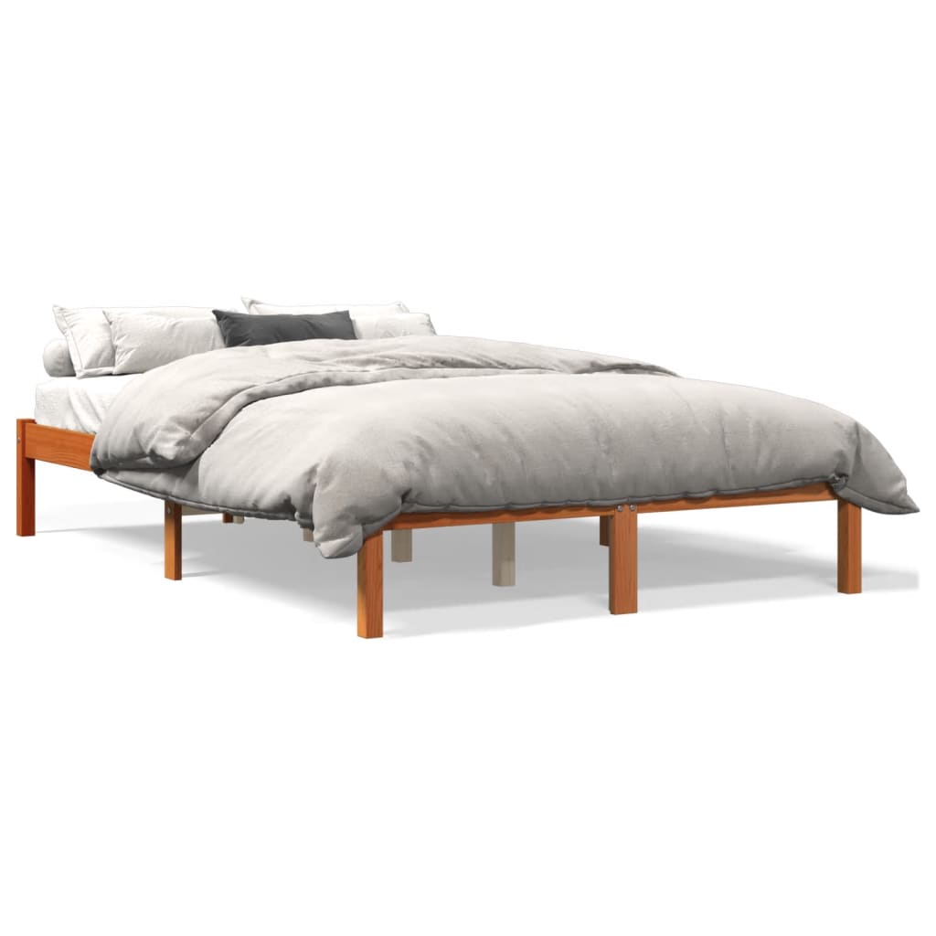 Bedframe zonder matras massief grenenhout wasbruin 135x190 cm is nu te koop bij PeponiXL, paradijselijk wonen!