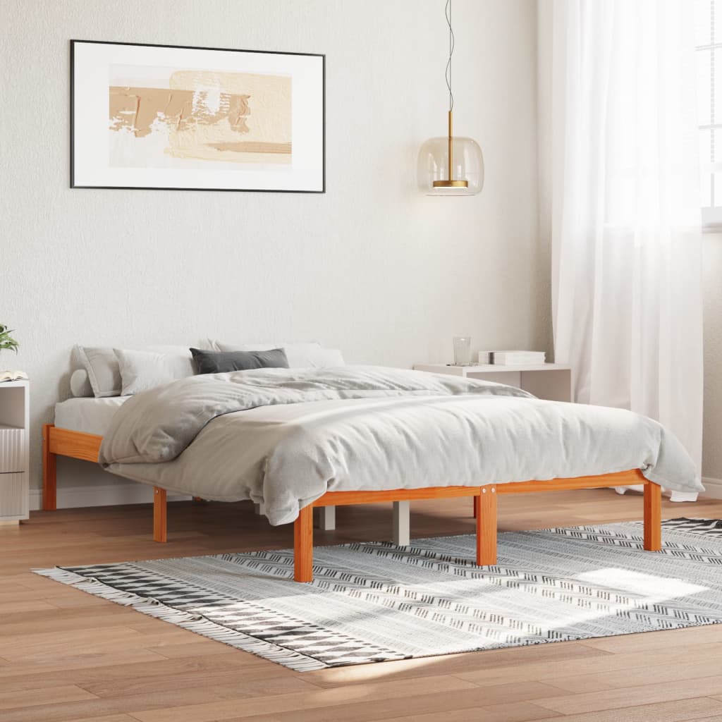 Bed zonder matras massief grenenhout wasbruin 140x190 cm is nu te koop bij PeponiXL, paradijselijk wonen!