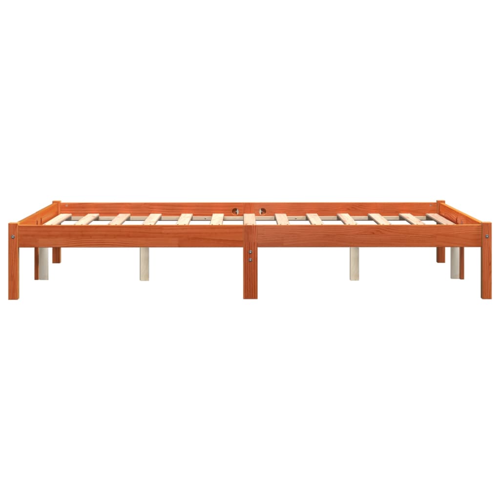 Bed zonder matras massief grenenhout wasbruin 140x190 cm is nu te koop bij PeponiXL, paradijselijk wonen!