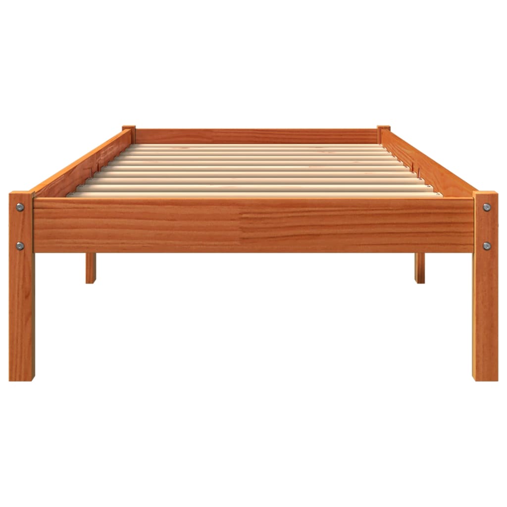 Bedframe zonder matras massief grenenhout wasbruin 90x200 cm is nu te koop bij PeponiXL, paradijselijk wonen!