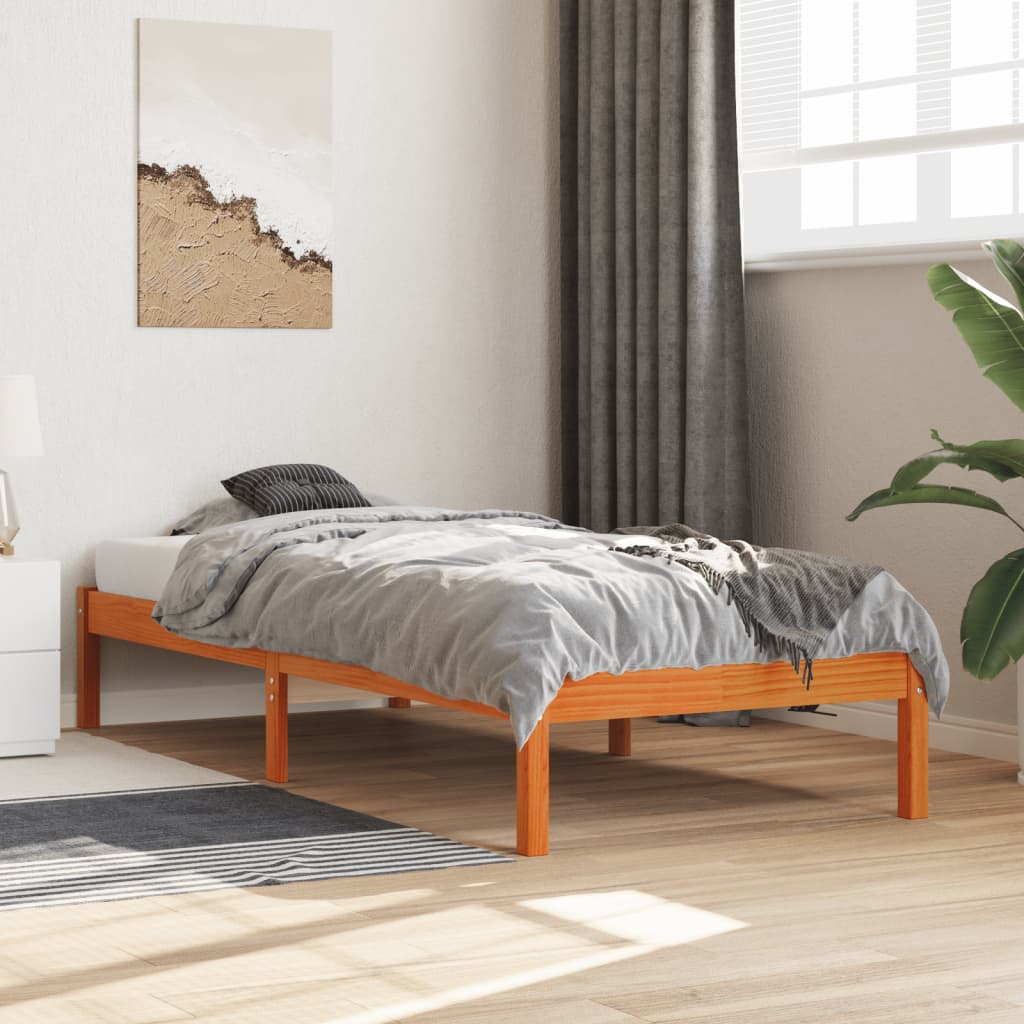 Bedframe zonder matras massief grenenhout wasbruin 100x200 cm is nu te koop bij PeponiXL, paradijselijk wonen!