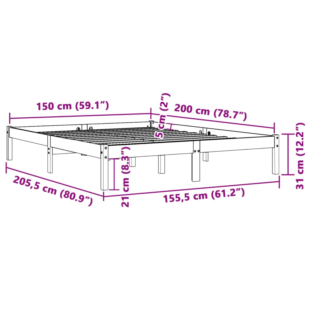 Bedframe zonder matras massief grenenhout wasbruin 150x200 cm is nu te koop bij PeponiXL, paradijselijk wonen!