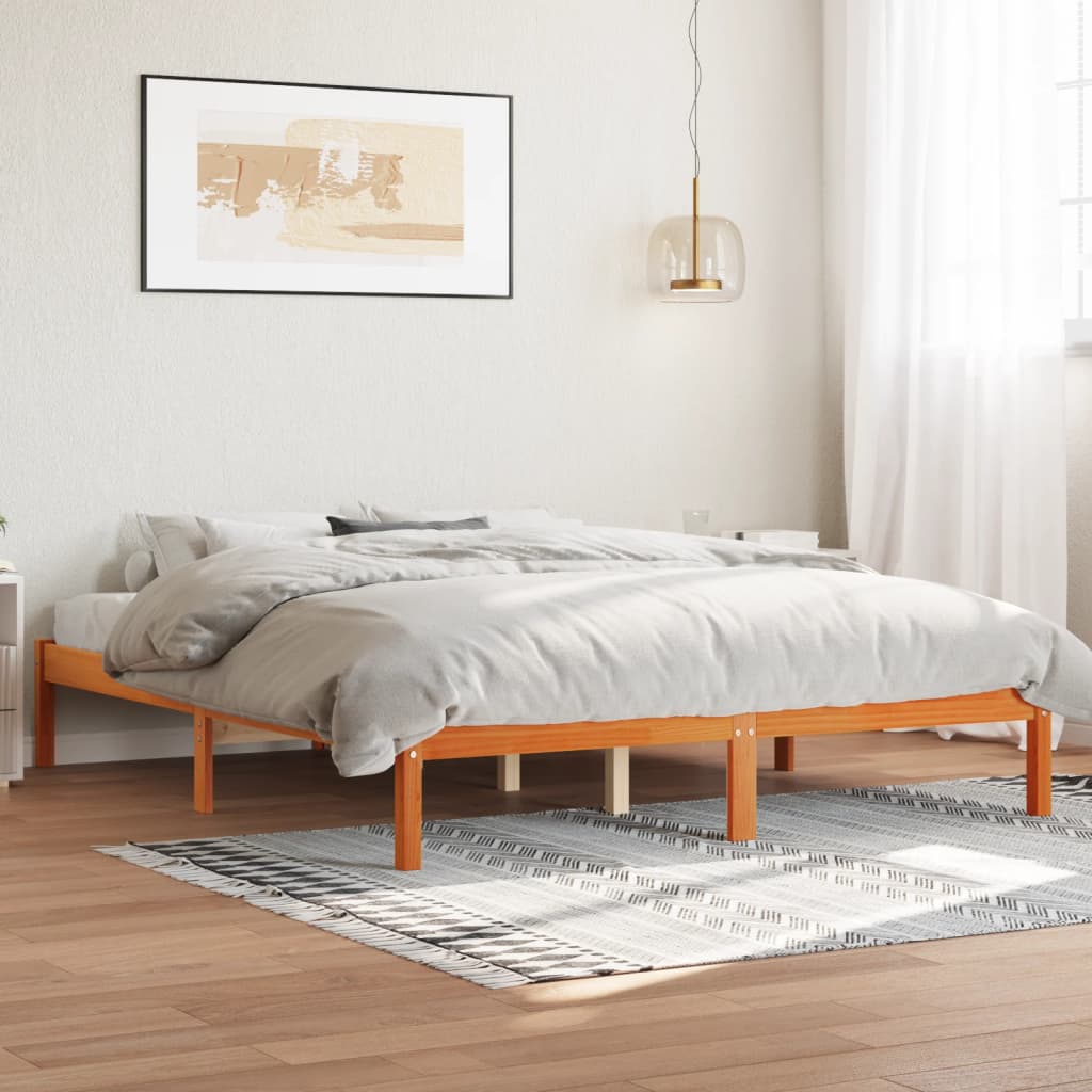 Bedframe zonder matras massief grenenhout wasbruin 160x200 cm is nu te koop bij PeponiXL, paradijselijk wonen!
