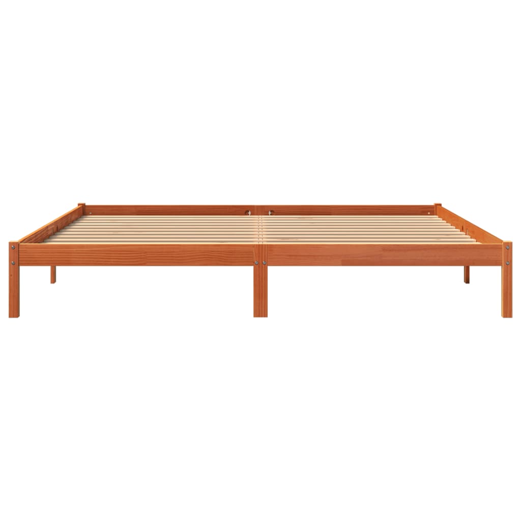 Bedframe zonder matras massief grenenhout wasbruin 180x200 cm