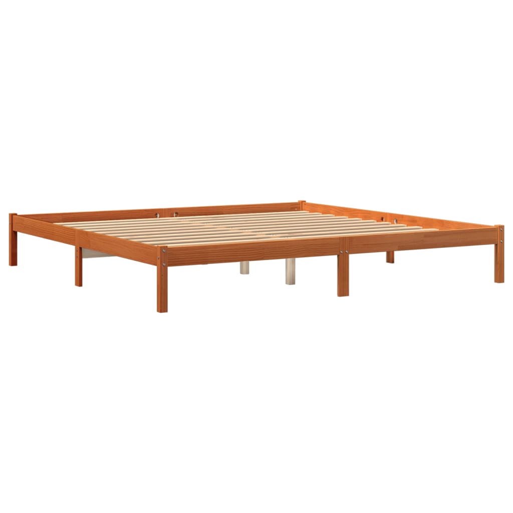 Bedframe zonder matras massief grenenhout wasbruin 200x200 cm is nu te koop bij PeponiXL, paradijselijk wonen!