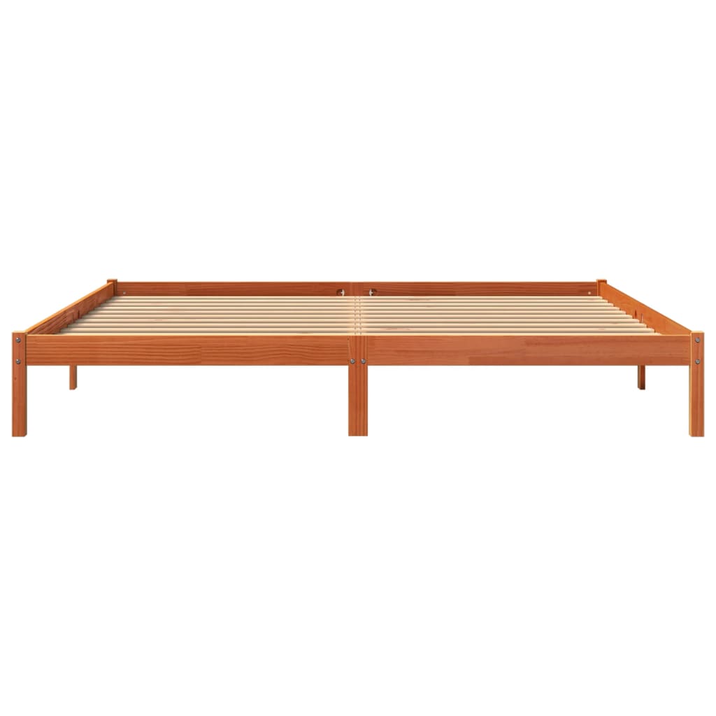 Bedframe zonder matras massief grenenhout wasbruin 200x200 cm is nu te koop bij PeponiXL, paradijselijk wonen!