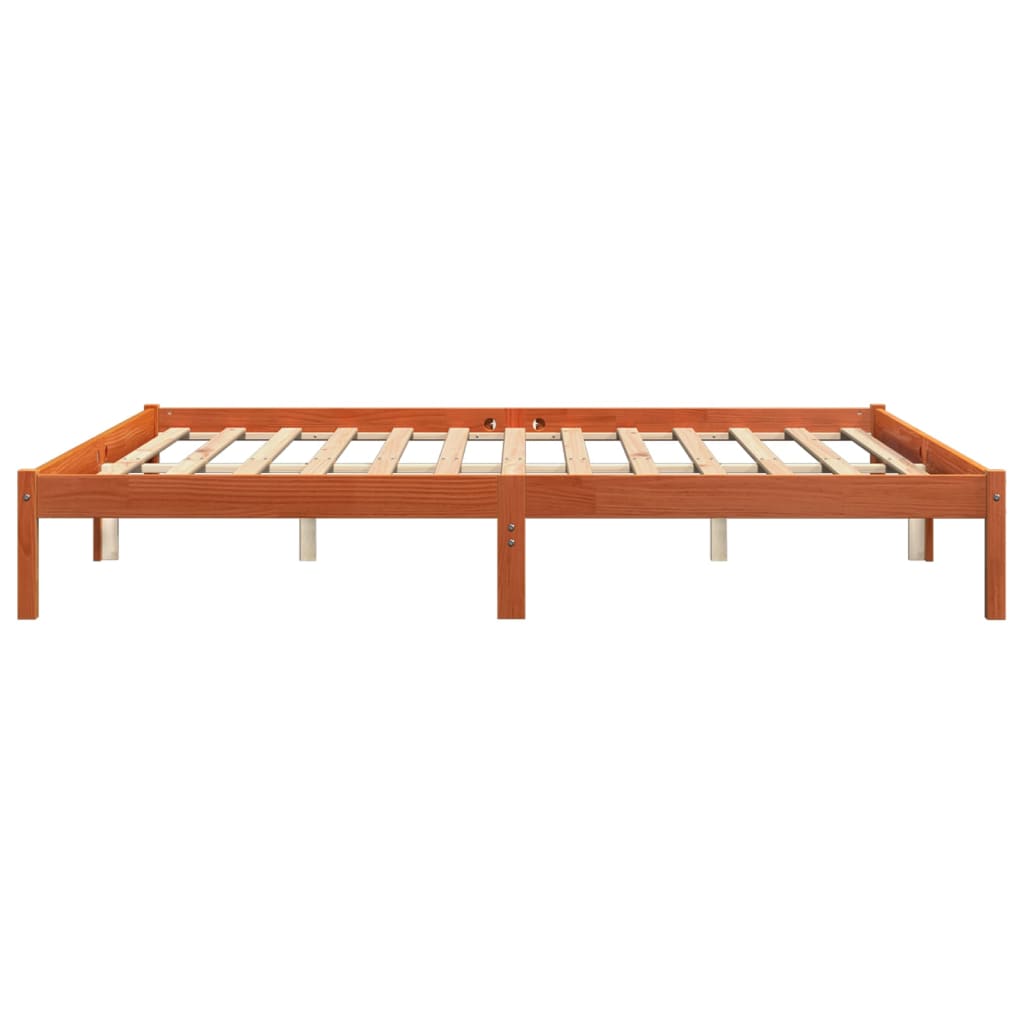 Bedframe zonder matras massief grenenhout wasbruin 200x200 cm is nu te koop bij PeponiXL, paradijselijk wonen!