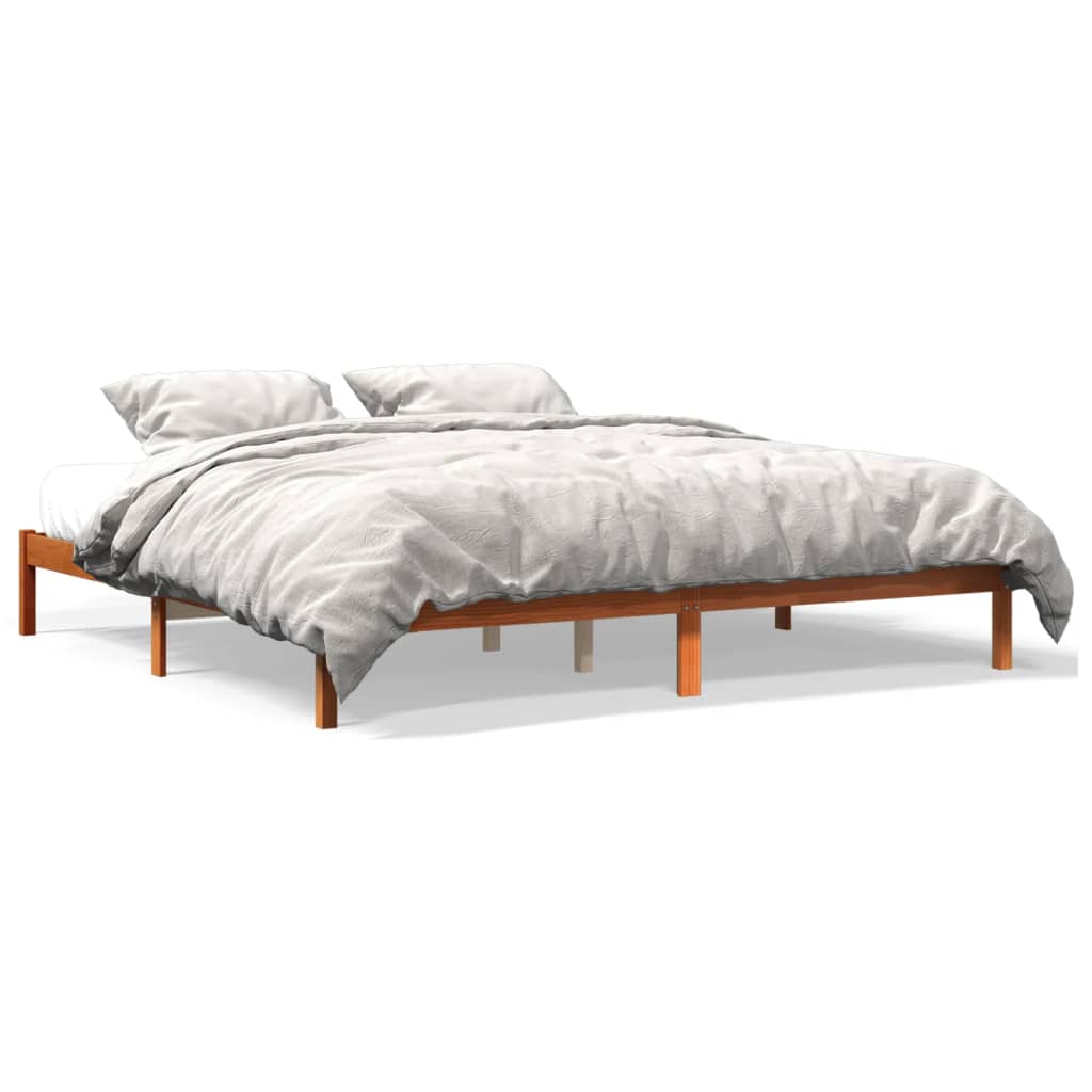Bedframe zonder matras massief grenenhout wasbruin 200x200 cm is nu te koop bij PeponiXL, paradijselijk wonen!