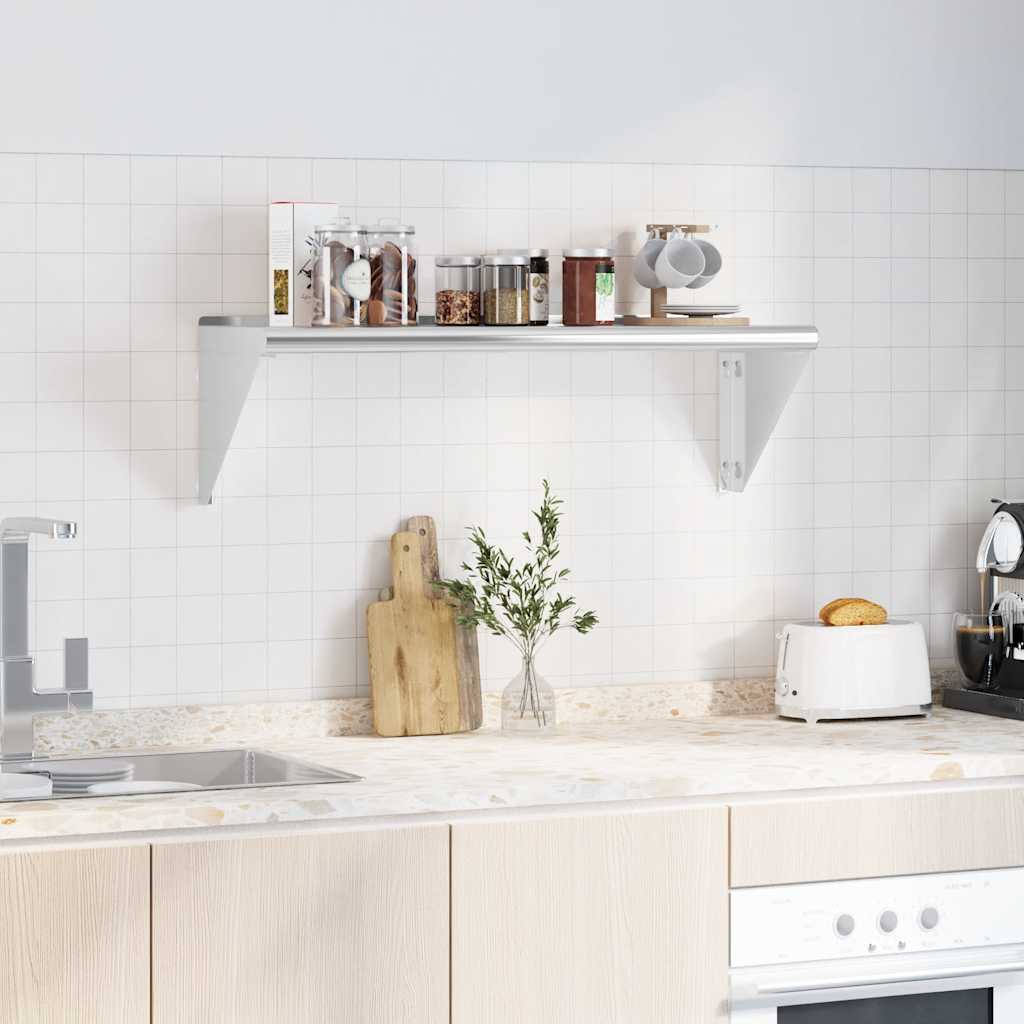 Wandschap 100x30x31 cm roestvrijstaal zilverkleurig is nu te koop bij PeponiXL, paradijselijk wonen!