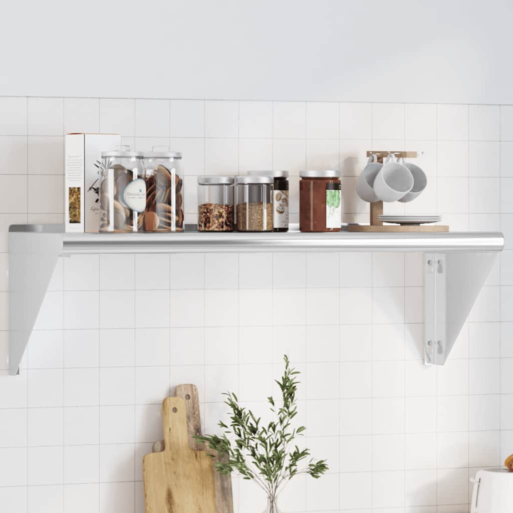 Wandschap 100x30x31 cm roestvrijstaal zilverkleurig is nu te koop bij PeponiXL, paradijselijk wonen!