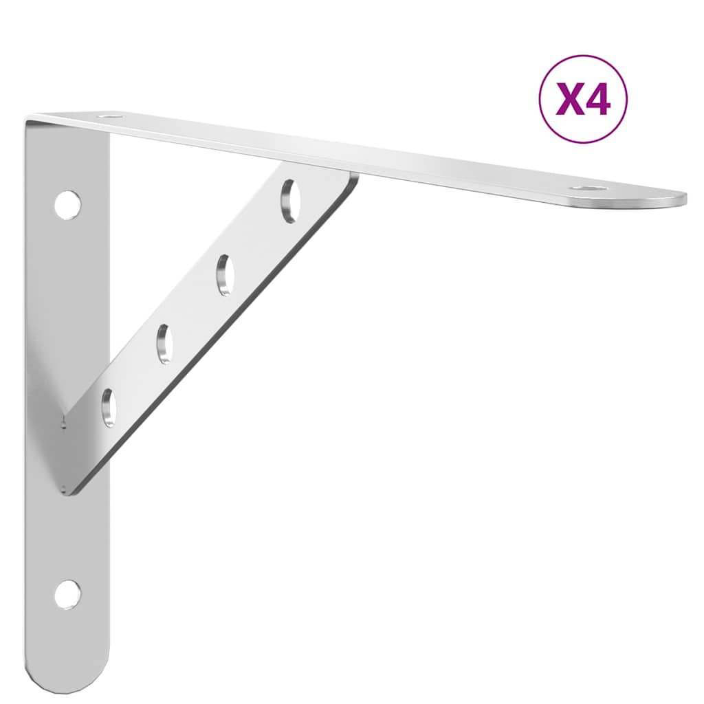 Plankdragers 4 st 30x2,5x15,5 cm roestvrijstaal zilverkleurig is nu te koop bij PeponiXL, paradijselijk wonen!