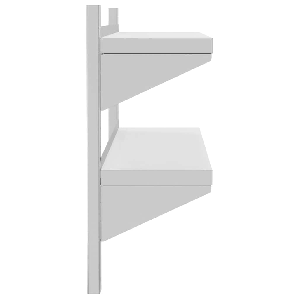 Wandschap 2-laags 100x23,5x60 cm roestvrijstaal zilverkleurig is nu te koop bij PeponiXL, paradijselijk wonen!
