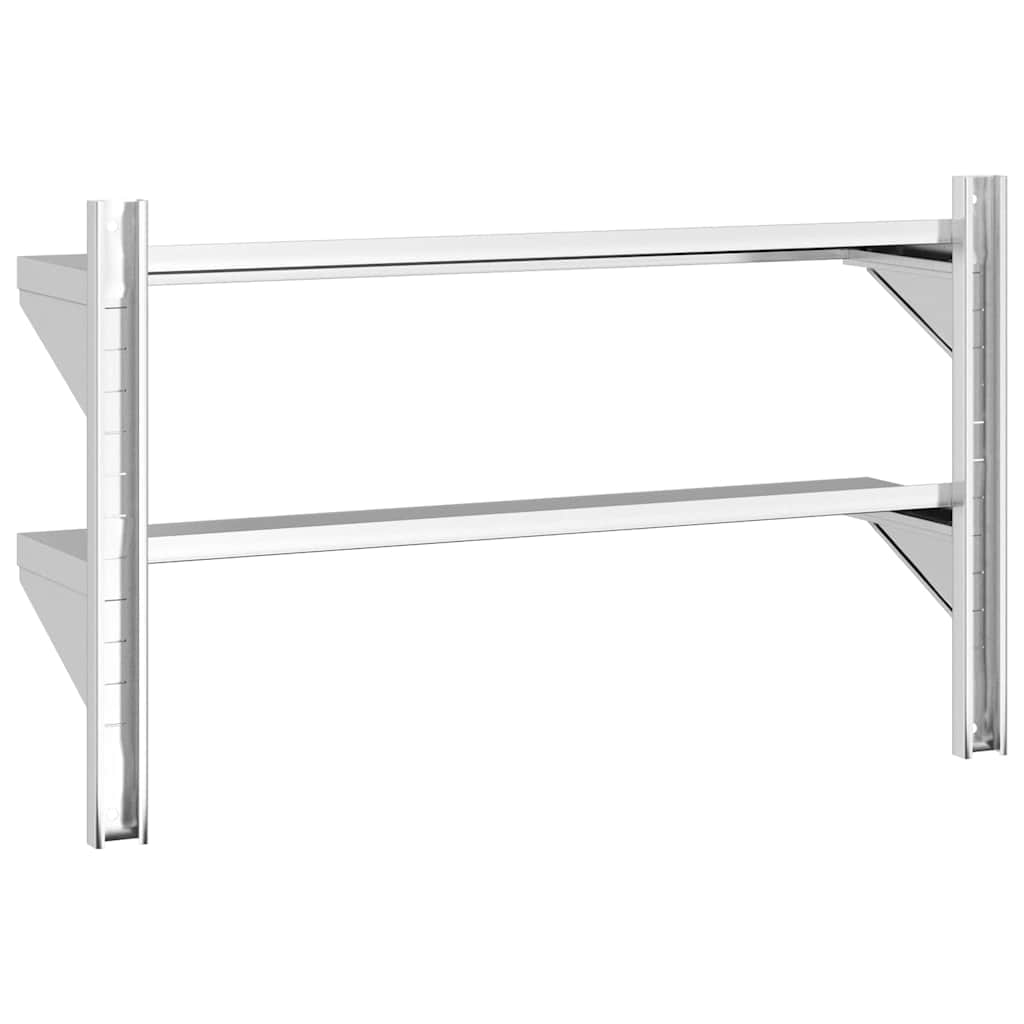 Wandschap 2-laags 100x23,5x60 cm roestvrijstaal zilverkleurig is nu te koop bij PeponiXL, paradijselijk wonen!