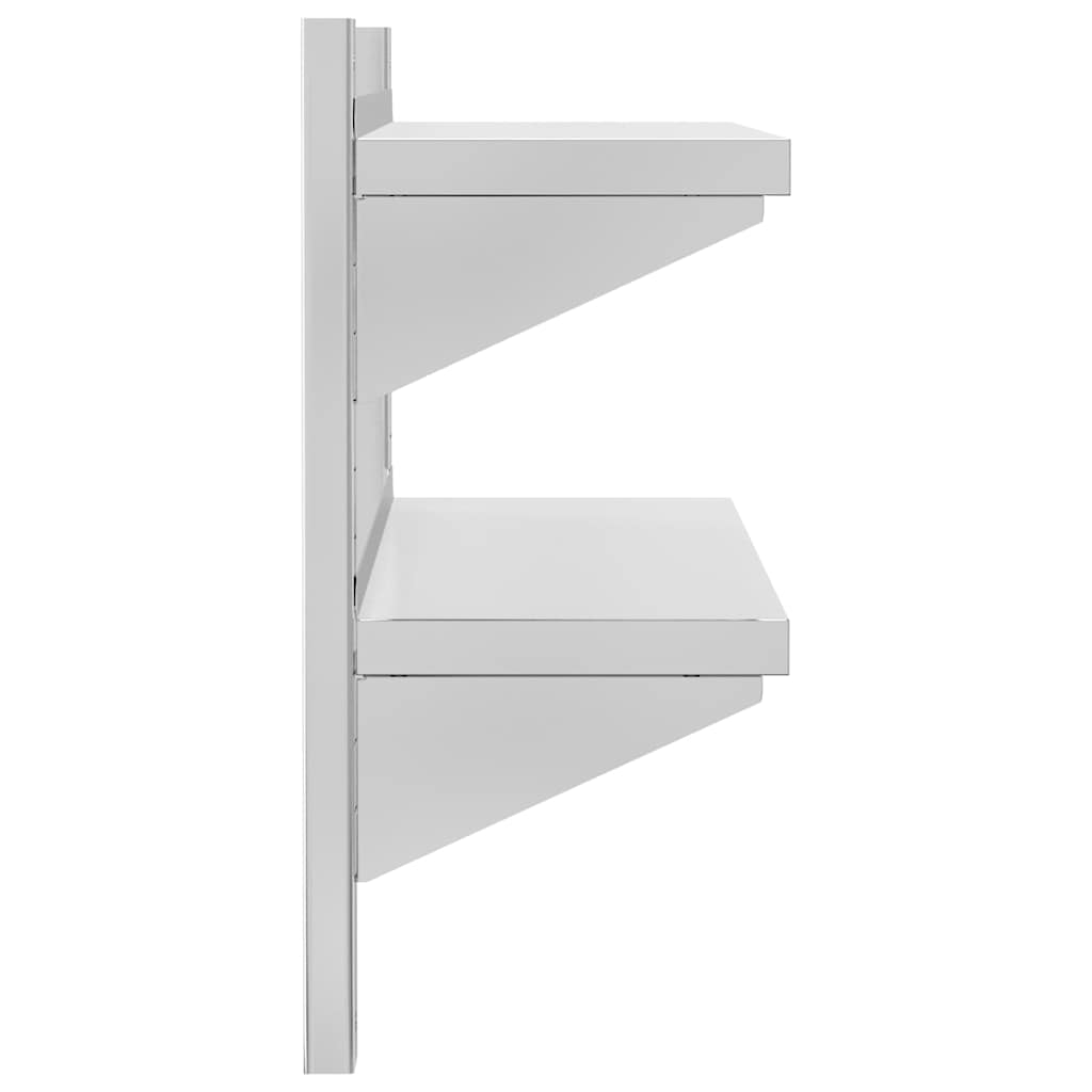Wandschap 2-laags 75x23,5x60 cm roestvrijstaal zilverkleurig is nu te koop bij PeponiXL, paradijselijk wonen!