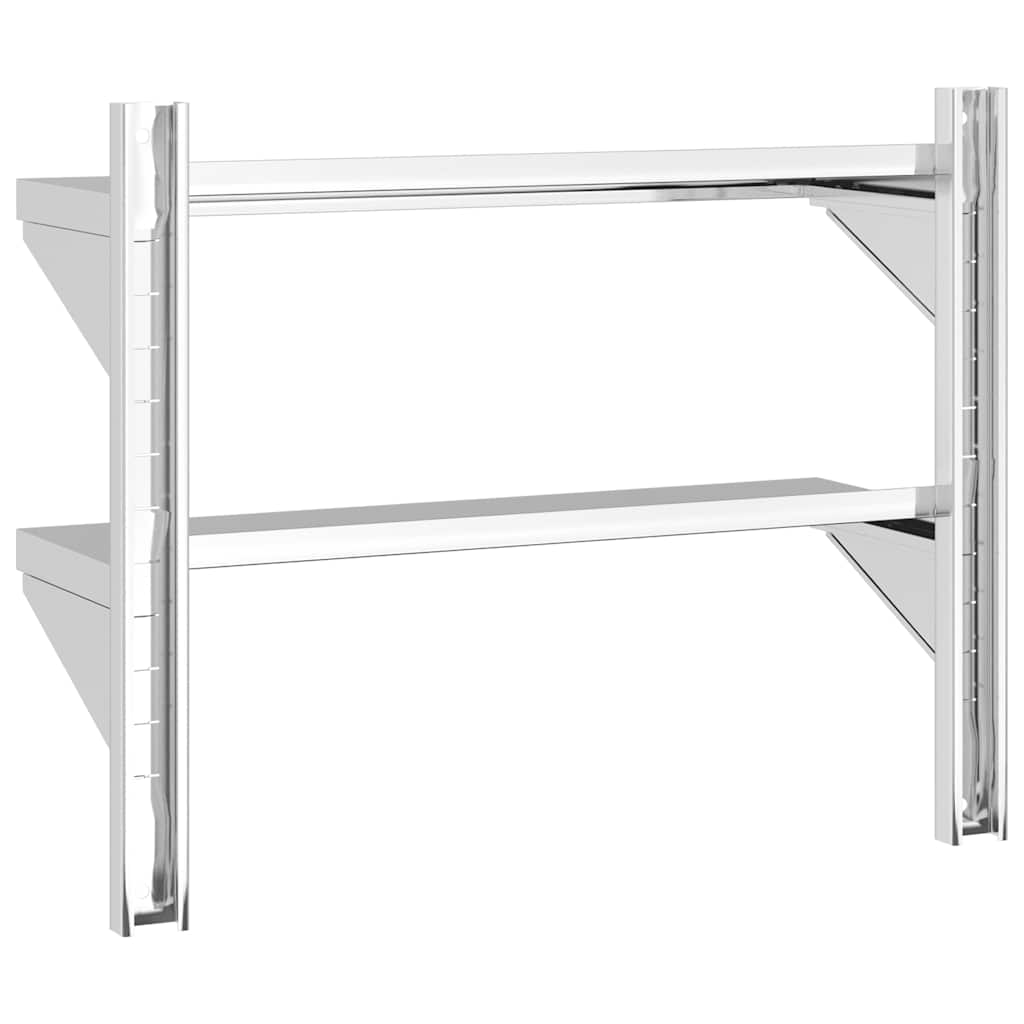 Wandschap 2-laags 75x23,5x60 cm roestvrijstaal zilverkleurig is nu te koop bij PeponiXL, paradijselijk wonen!