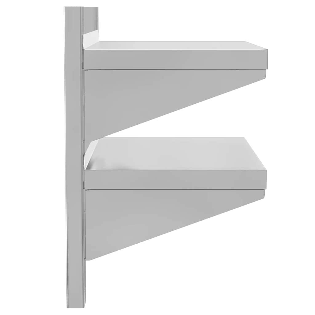 Wandschap 2-laags 50x30x48 cm roestvrijstaal zilverkleurig is nu te koop bij PeponiXL, paradijselijk wonen!