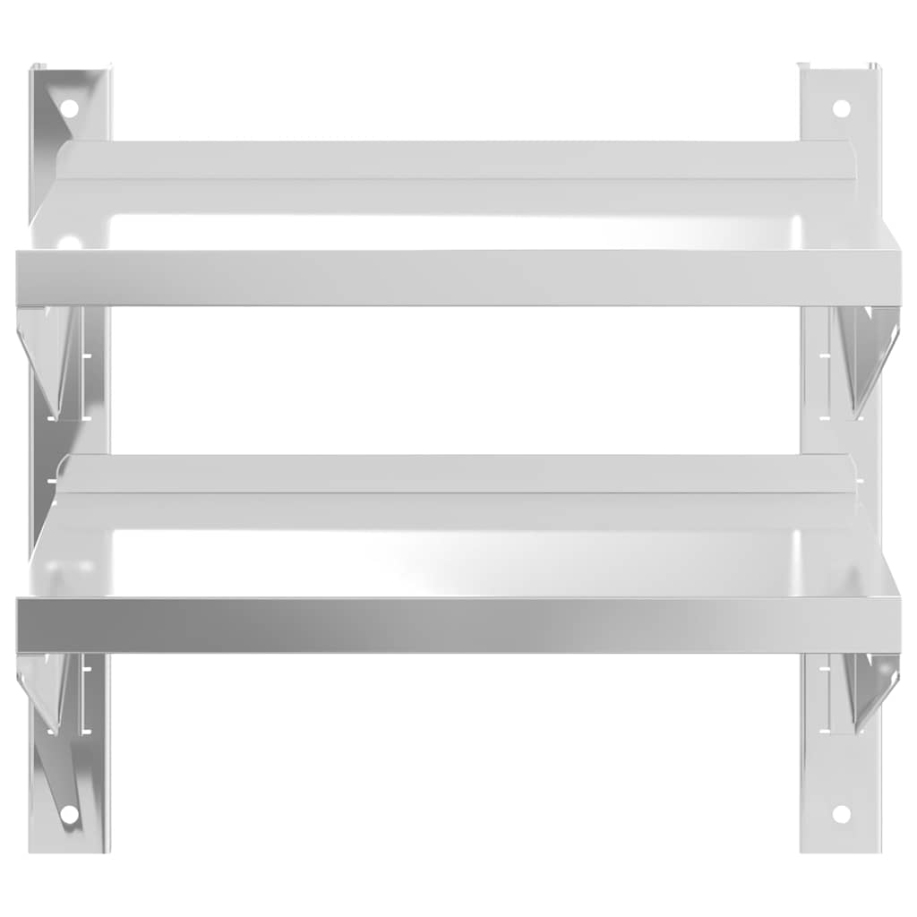 Wandschap 2-laags 50x23,5x48 cm roestvrijstaal zilverkleurig is nu te koop bij PeponiXL, paradijselijk wonen!