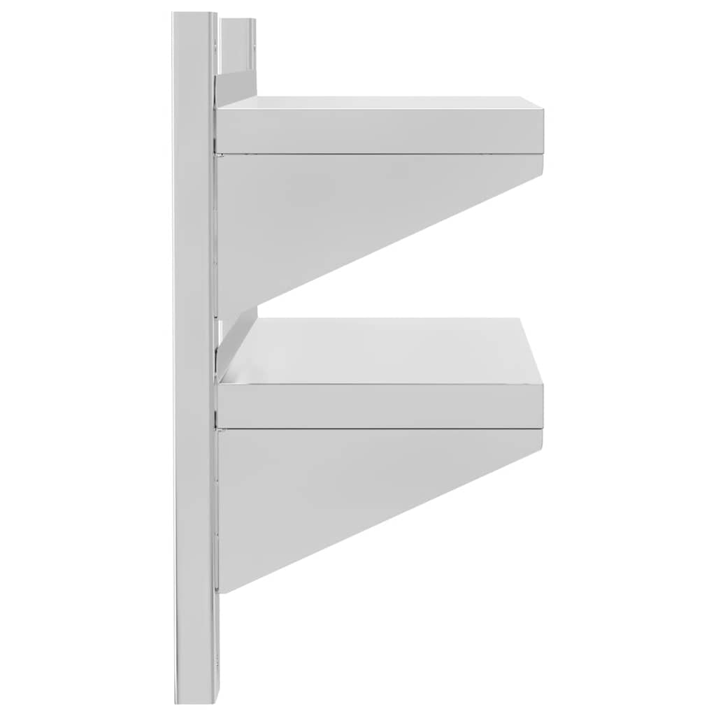 Wandschap 2-laags 50x23,5x48 cm roestvrijstaal zilverkleurig is nu te koop bij PeponiXL, paradijselijk wonen!
