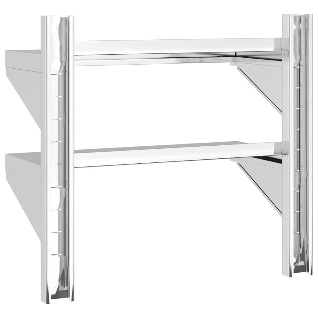 Wandschap 2-laags 50x23,5x48 cm roestvrijstaal zilverkleurig is nu te koop bij PeponiXL, paradijselijk wonen!