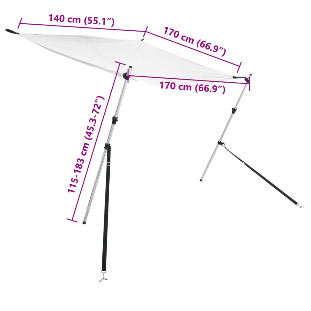 Schaduwdoek T-top 170x170x(115-183) cm wit is nu te koop bij PeponiXL, paradijselijk wonen!