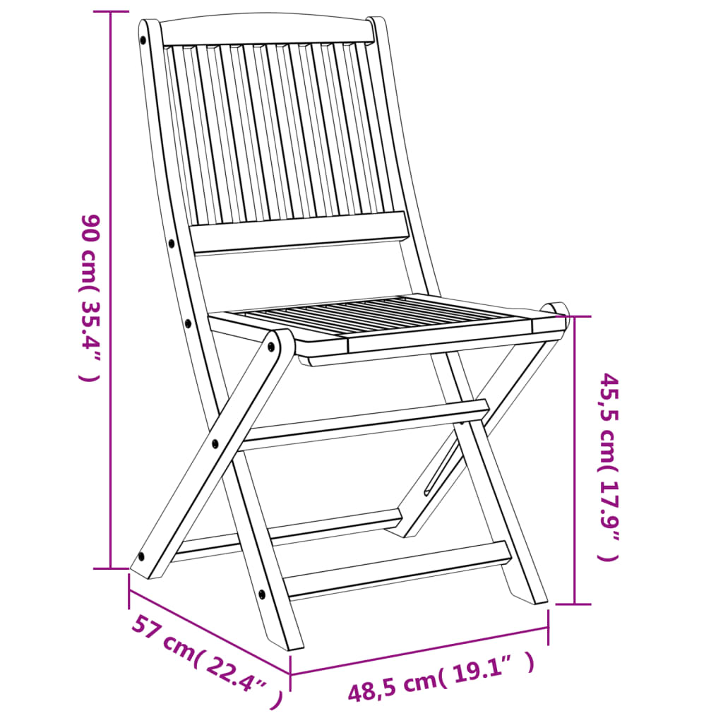 Tuinstoelen 6 st inklapbaar 48,5x57x90 cm massief acaciahout is nu te koop bij PeponiXL, paradijselijk wonen!