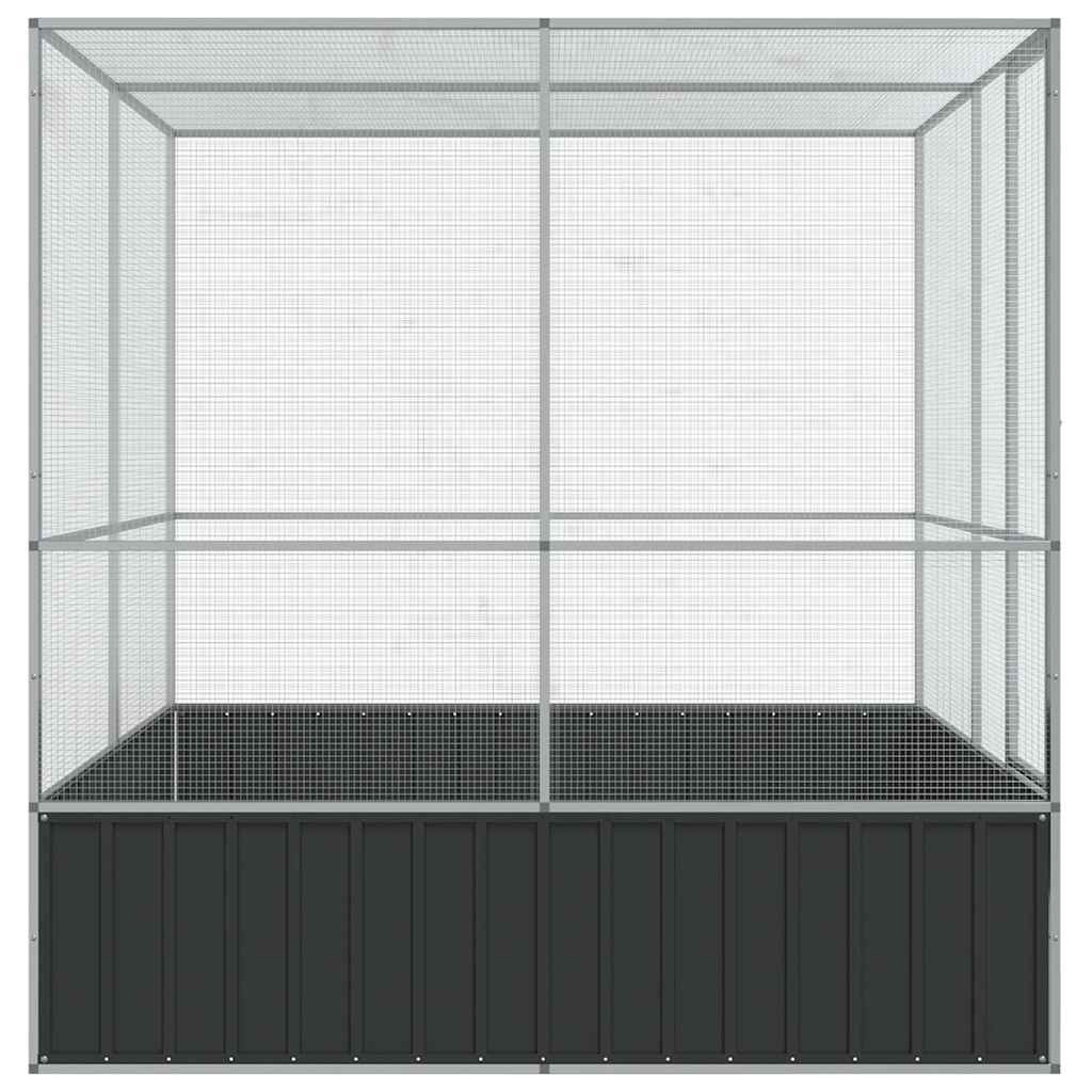 Volière 211x207x212 cm staal zilverkleurig is nu te koop bij PeponiXL, paradijselijk wonen!