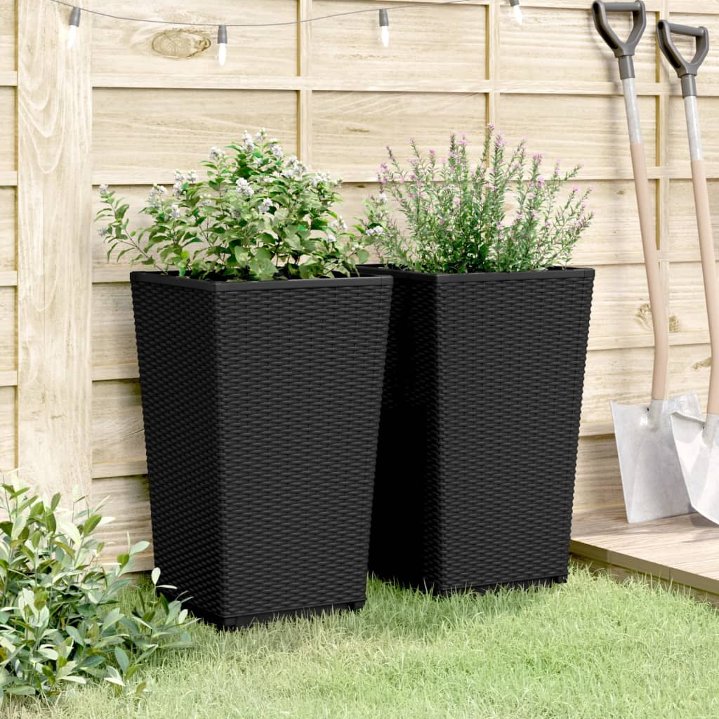 Plantenbakken 2 st 32,5x32,5x57 cm polypropeen zwart is nu te koop bij PeponiXL, paradijselijk wonen!