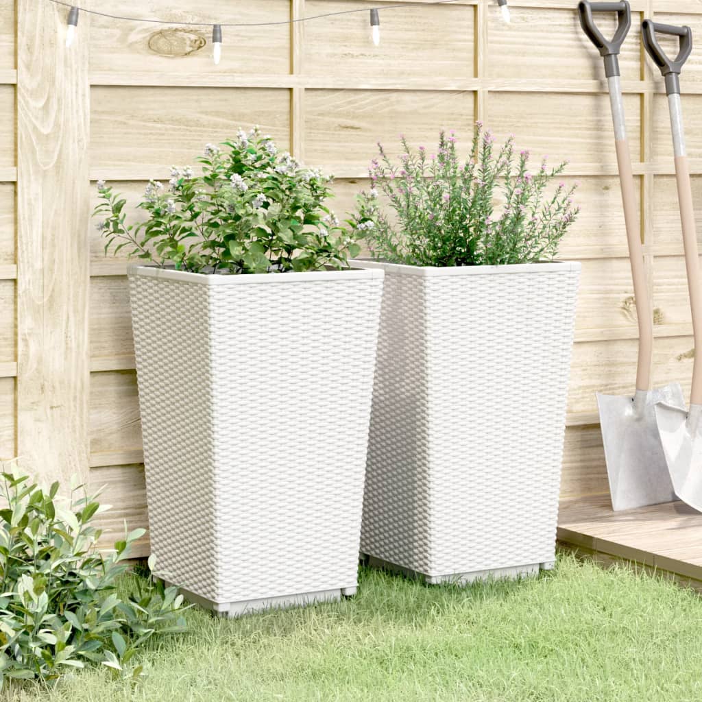 Plantenbakken 2 st 32,5x32,5x57 cm polypropeen wit is nu te koop bij PeponiXL, paradijselijk wonen!