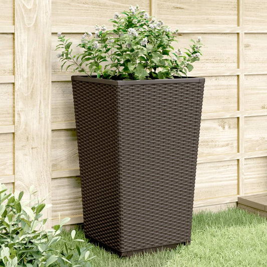 Plantenbakken 4 st 32,5x32,5x57 cm polypropeen bruin is nu te koop bij PeponiXL, paradijselijk wonen!