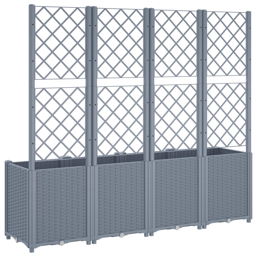 Plantenbak met latwerk 160x40x140 cm polypropeen blauwgrijs is nu te koop bij PeponiXL, paradijselijk wonen!