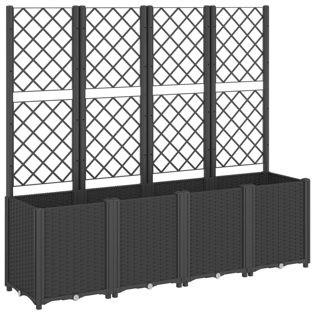 Plantenbak met latwerk 160x40x140 cm polypropeen zwart is nu te koop bij PeponiXL, paradijselijk wonen!