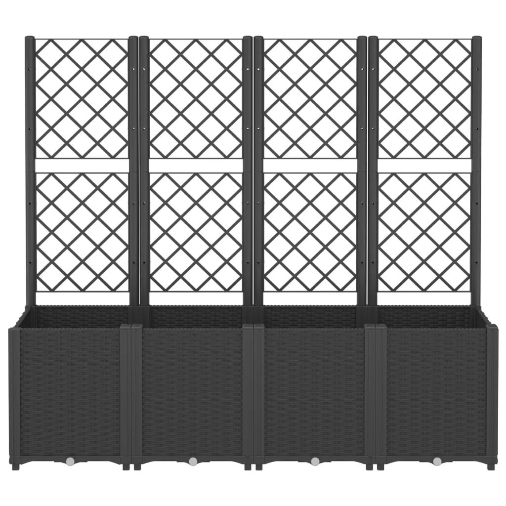 Plantenbak met latwerk 160x40x140 cm polypropeen zwart is nu te koop bij PeponiXL, paradijselijk wonen!