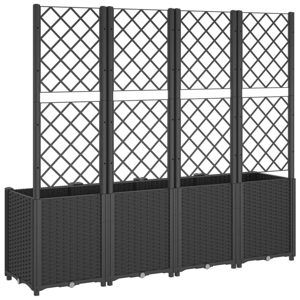 Plantenbak met latwerk 160x40x140 cm polypropeen zwart is nu te koop bij PeponiXL, paradijselijk wonen!