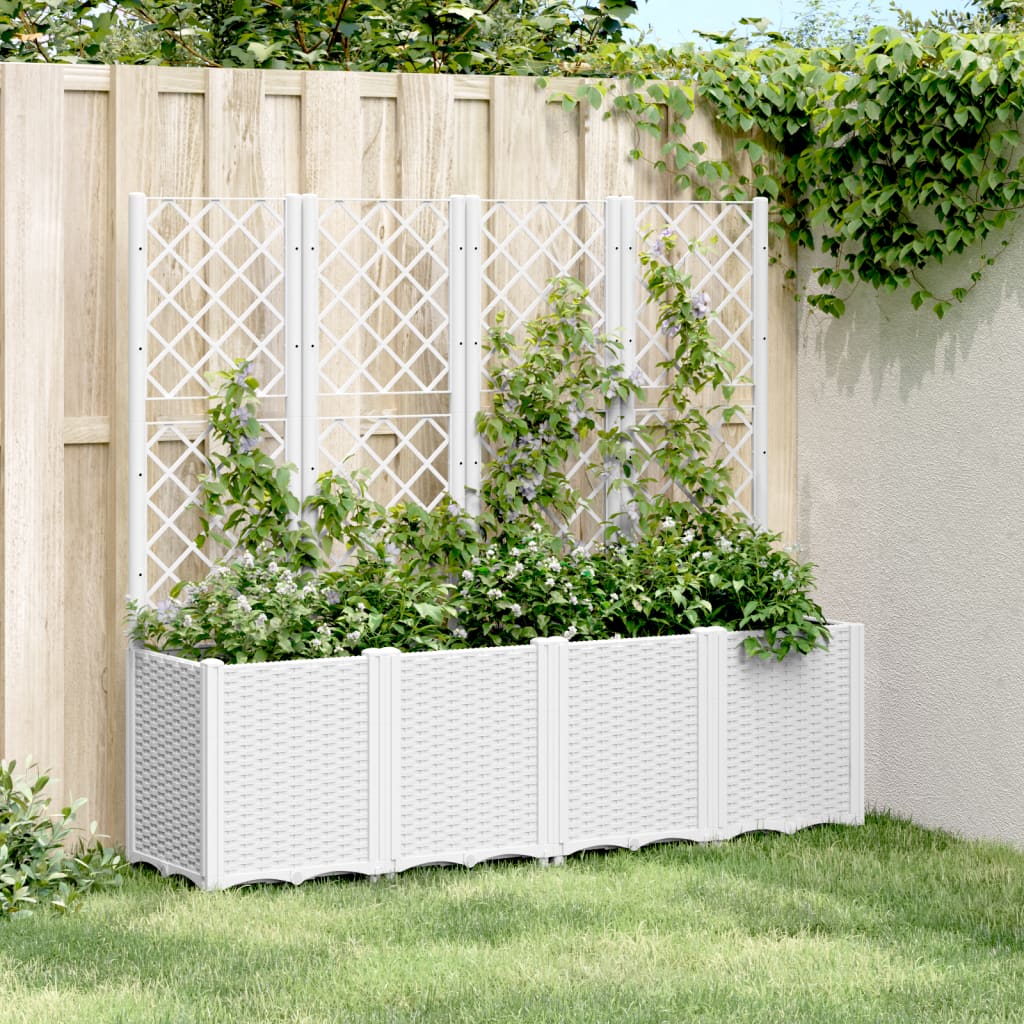Plantenbak met latwerk 160x40x140 cm polypropeen wit is nu te koop bij PeponiXL, paradijselijk wonen!